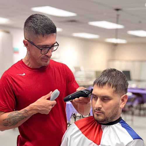 Client getting a haircut